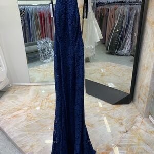 Elegant Blue Lace Gown